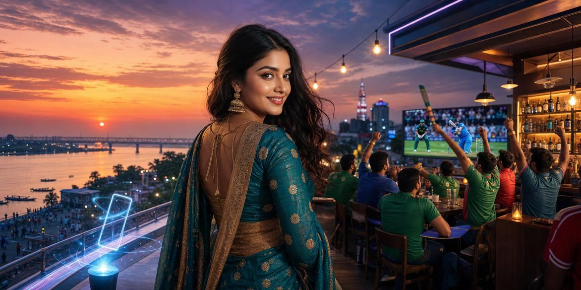 বগুড়ায় ক্রিকেট বেটিং উপভোগরত বাংলাদেশি মডেলের দৃশ্য