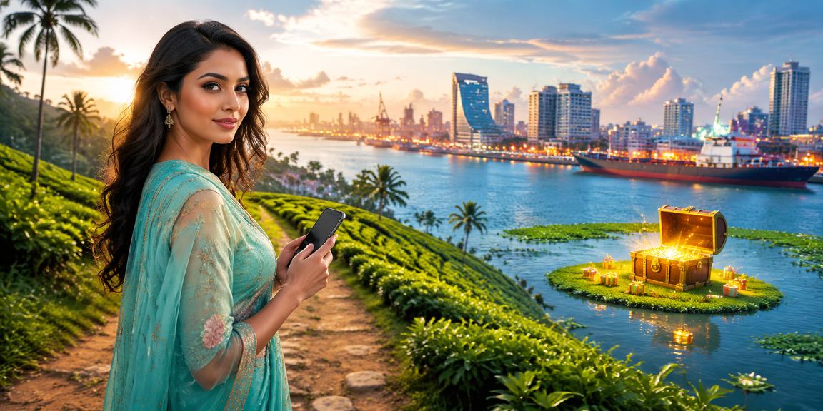 চট্টগ্রামের চা বাগানের পটভূমিতে মোবাইলে ক্যাসিনো গেম খেলার দৃশ্য
